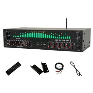 Dudass EQ9100ステレオグラフィックイコライザー イコライザー マイクプリアンプエフェクト デュアルマイク接続に対応 オーディオ 31バンドオーディオイコライザー 12 リズム モード デュアル 10 バンド独立チューニング Bluetooth 5.4 オーディオ出力をサポートし リモコン付き (EQ9100) 1