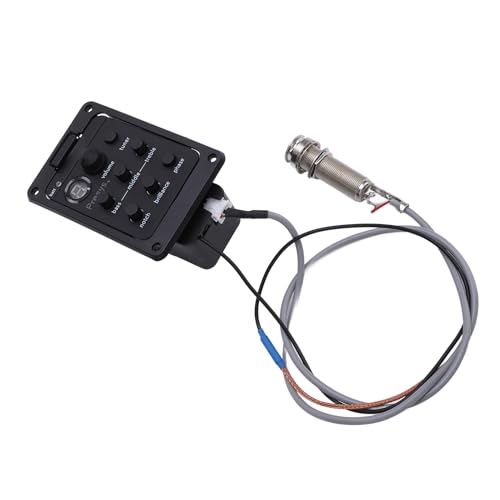 Keenso ギタープリアンプEQイコライザー 位相反転効果 高感度チューナー 簡単操作とインストール LEDディスプレイ ボリューム ベース ミッド トレブルコントロール付きの外観・全体像 画像