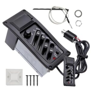 アコースティックギター用ピックアップ |ボリュームノブ付きアンプ、4バンドEQイコライザーキット ボリュームノブ付きプリアンプアコースティックギターピックアップシステム - 大人用 音楽クリエイター バンドショーパフォーマンス ホリデーバート 1