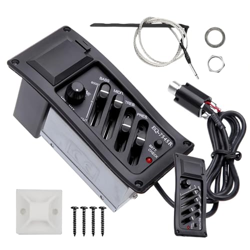 アコースティックギター用ピックアップ |ボリュームノブ付きアンプ、4バンドEQイコライザーキット ボリュームノブ付きプリアンプアコースティックギターピックアップシステム - 大人用 音楽クリエイター バンドショーパフォーマンス ホリデーバートの外観・全体像 画像