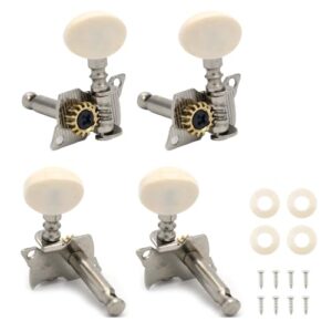 ギター ペグ ウクレレ ペグ オープンタイプ 6mm弦柱 ギア式 チューニングペグ 左右各2個 木製ギター対応 金属製 高耐久 交換用 弦巻き DIY修理用 1