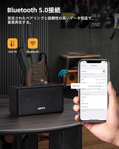 ギター 小型 ミニアンプ エレクトリックギターアンプ クリーンオーバードライブエフェクト付き 5W ミニベース Bluetooth 毎日の練習用 ポータブル(ブラック)の特徴・詳細 画像