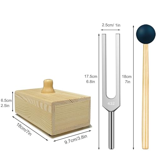 PEWETE 432Hz音叉音響楽器ポータブル多目的頑丈プロ仕様コンパクト木製共鳴箱共​​鳴音叉の特徴・詳細 画像