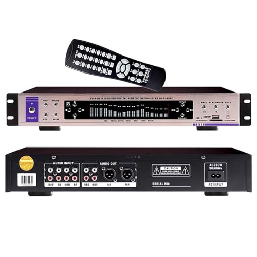 Hifiオーディオイコライザー、デジタルオーディオステレオグラフィックEQ、デジタルグラフィックイコライザー、32セグメントミュージックスペクトラムディスプレイ、Bluetooth、ボリュームコントロール、リモコン、12種類のリズムパターン付き(A)の外観・全体像 画像