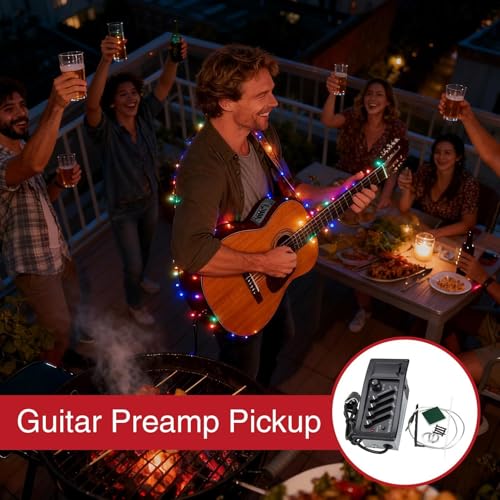 アコースティックギター用ピックアップ |ボリュームノブ付きアンプ、4バンドEQイコライザーキット ボリュームノブ付きプリアンプアコースティックギターピックアップシステム - 大人用 音楽クリエイター バンドショーパフォーマンス ホリデーバートの特徴・詳細 画像