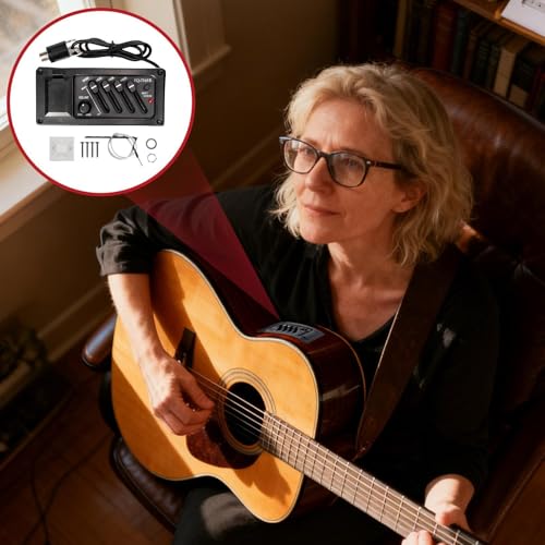 アコースティックギター用ピックアップ |ボリュームノブ付きアンプ、4バンドEQイコライザーキット ボリュームノブ付きプリアンプアコースティックギターピックアップシステム - 大人用 音楽クリエイター バンドショーパフォーマンス ホリデーバートの詳細・まとめ 画像