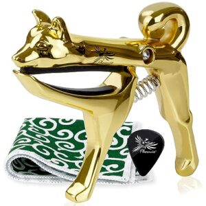 Phoenix カポタスト 多弦 ギター ワンタッチ カポ 【 柴犬 SHIBA 】 お手入れ用 ファイバークロス 0.71㎜ ティアドロップ タイプ ピック 安心安全メーカー保証書 4点セット エレキ クラシック アコースティック 1
