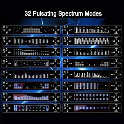 Hifiオーディオイコライザー、デジタルオーディオステレオグラフィックEQ、デジタルグラフィックイコライザー、32セグメントミュージックスペクトラムディスプレイ、Bluetooth、ボリュームコントロール、リモコン、12種類のリズムパターン付き(A)の詳細・まとめ 画像