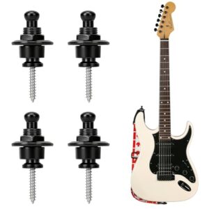 ストラップロックピン 4個入り ギター用 メタル ストラップバックル ストラップボタン ロック 安定 ズレ防止 取り付け簡単 ギターアクセサリー 黒 1