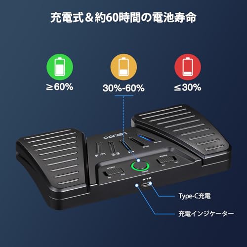 LEKATO ページターナー Bluetooth ワイヤレス 楽譜めくりペダル 充電式 フットスイッチ iPad/iOS/Android/Windows対応 アプリコントローラーの詳細・まとめ 画像