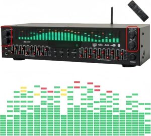 Moripe ステレオ グラフィック イコライザー 31 バンド オーディオ Bluetooth 5.4同軸光デジタルオーディオデコード、ノイズリダクション、 コンサート、ステージ、レコーディングスタジオ用 (EQ9100,ブラック) 1