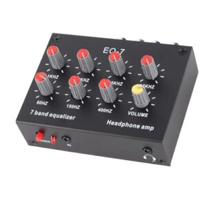 TOPINCN 7バンドサウンドイコライザー デジタルイコライザー プリメインアンプ付き 7バ±12dB調整 60Hz-15kHz アルミ合金製ハイフォンヘッドホン NE5532ヘッドフォン駆動回路内蔵 スマホ通話対応 1