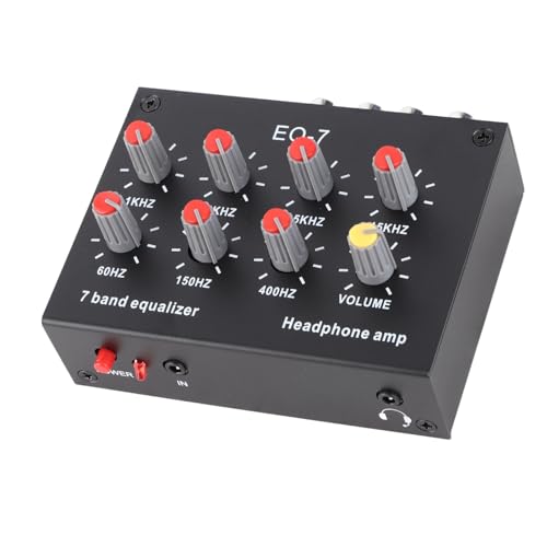 TOPINCN 7バンドサウンドイコライザー デジタルイコライザー プリメインアンプ付き 7バ±12dB調整 60Hz-15kHz アルミ合金製ハイフォンヘッドホン NE5532ヘッドフォン駆動回路内蔵 スマホ通話対応の外観・全体像 画像