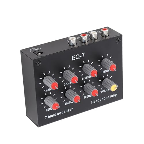 TOPINCN 7バンドサウンドイコライザー デジタルイコライザー プリメインアンプ付き 7バ±12dB調整 60Hz-15kHz アルミ合金製ハイフォンヘッドホン NE5532ヘッドフォン駆動回路内蔵 スマホ通話対応の特徴・詳細 画像