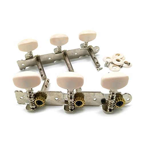 クラシックギターチューニングペグクロームメッキマシンヘッドチューニングキーチューナークラシックギター用シングルホール1L 1Rペグホワイトマシンヘッドキー弦チューナーヘッド用の特徴・詳細 画像